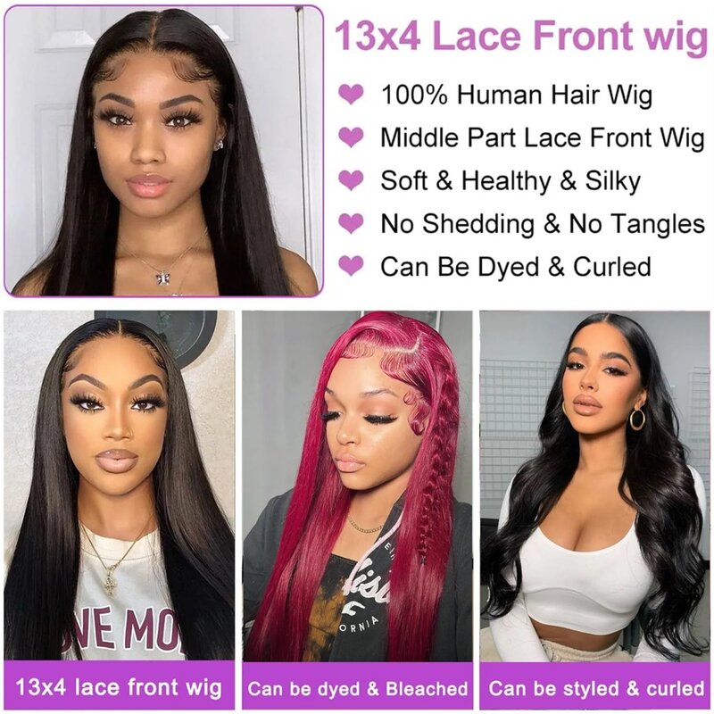 13x4 Lace Frontal Human Hair Wigs Straight HD Transparent Lace Frontal Human Hair Wigs Pre Plucked HD Lace Wigs For Women OnSale