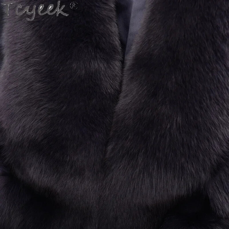 Veste courte en fourrure de vison véritable Tcyeek pour femme, manteau en fibre, col en V, glaçure naturelle, hiver, nouveau, 2024