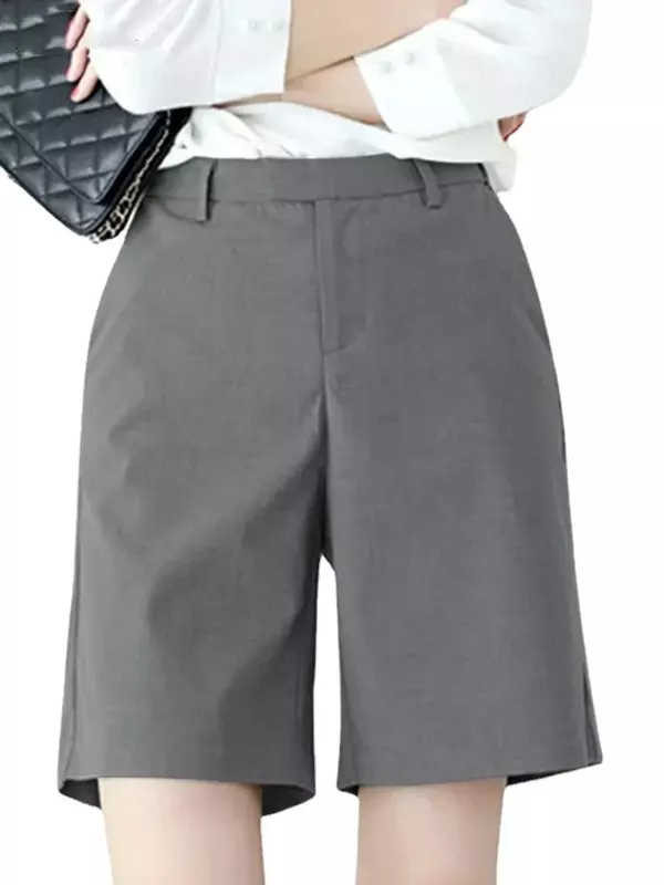 Pantalones cortos ajustados de cintura alta para mujer, moda informal con cremallera