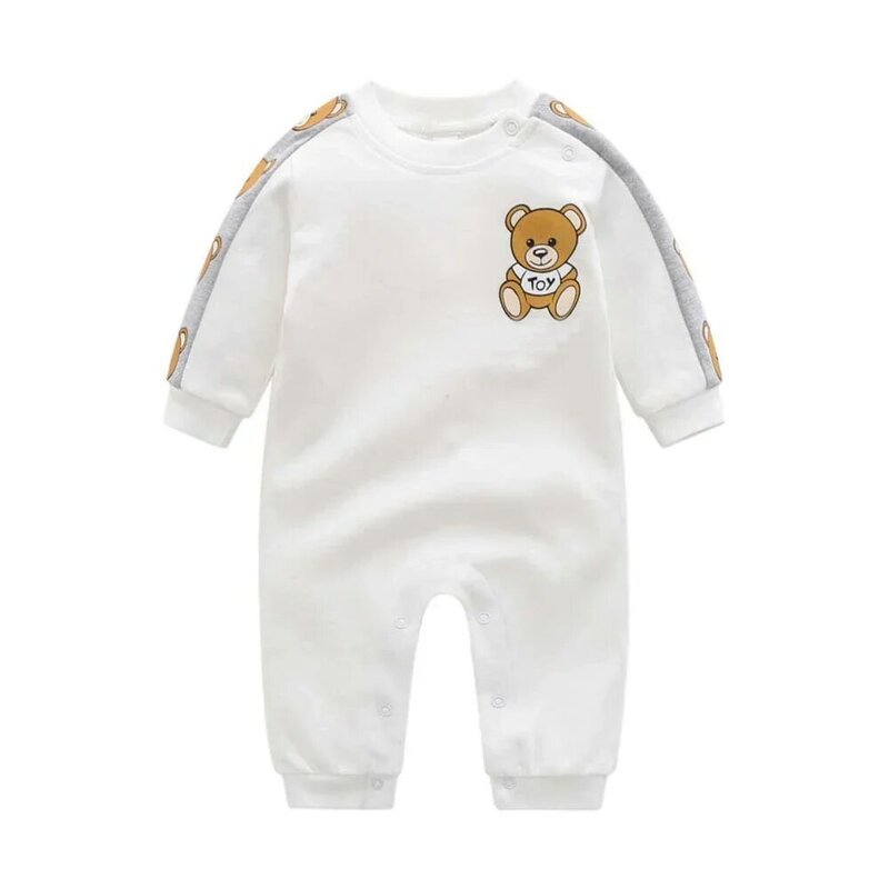 M03 fashion kasur gaya desainer merek pakaian bayi laki-laki perempuan dicetak beruang katun balita bayi baru lahir baju monyet 0-24 bulan
