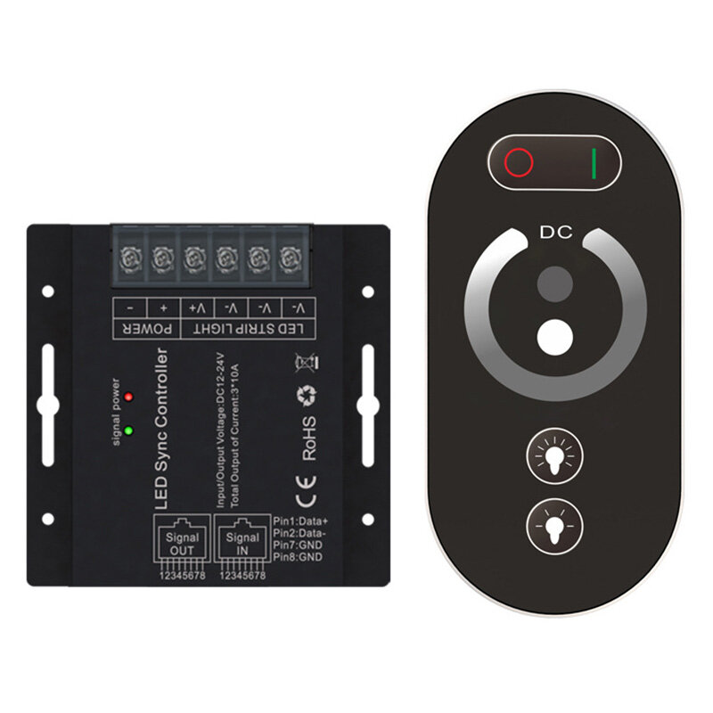 Controlador LED RF inalámbrico, Control remoto de prensa, bajo voltaje, monocromo LED síncrono de un solo canal, 12-24V