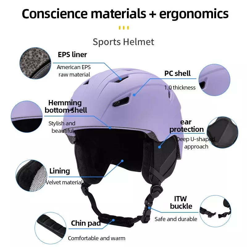 Winter Ski Helmet for Snowboard Skating Thermal Men's Skiing Helmets Safety Integrated Light Bike Helmet Outdoor Sports Warm Cap