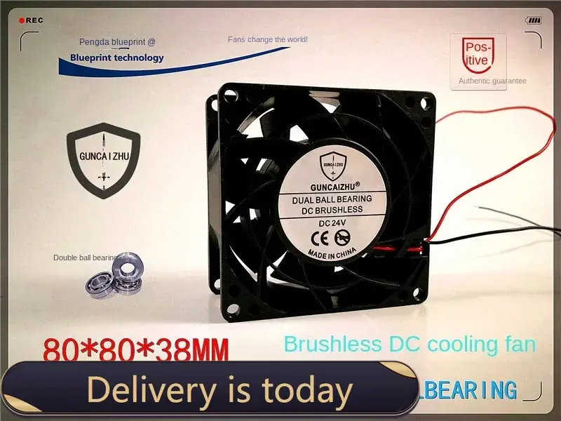 80*80*38MM New Guncaizhu 8038 8cm 24v0.06a Double Ball Bearing Brushless DC Cooling Fan