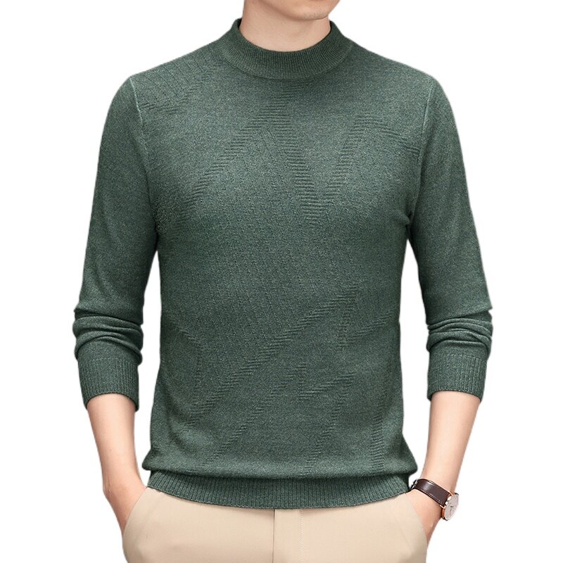 2023 Sweater Men's Round Neck Sweater Solid Color Men's Imitation Wool Pullover  Long Sleeve Winter