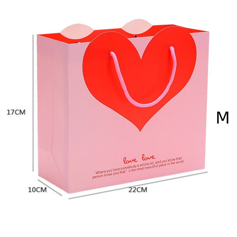 Różowe czerwone torebki z opakowanie papierowe na prezent w kształcie serca dla małych formalne na wesele przysługuje prezenty walentynkowe torba torby transportowe sprzedaż hurtowa