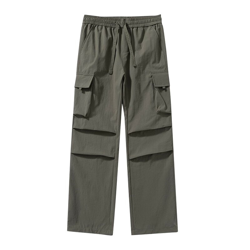 Streetwear 2024 New Cargo Pants Casual Men Elastic Waist Drawstring Wide Leg Pants Multi Pocket Loose Baggy Pants For Women