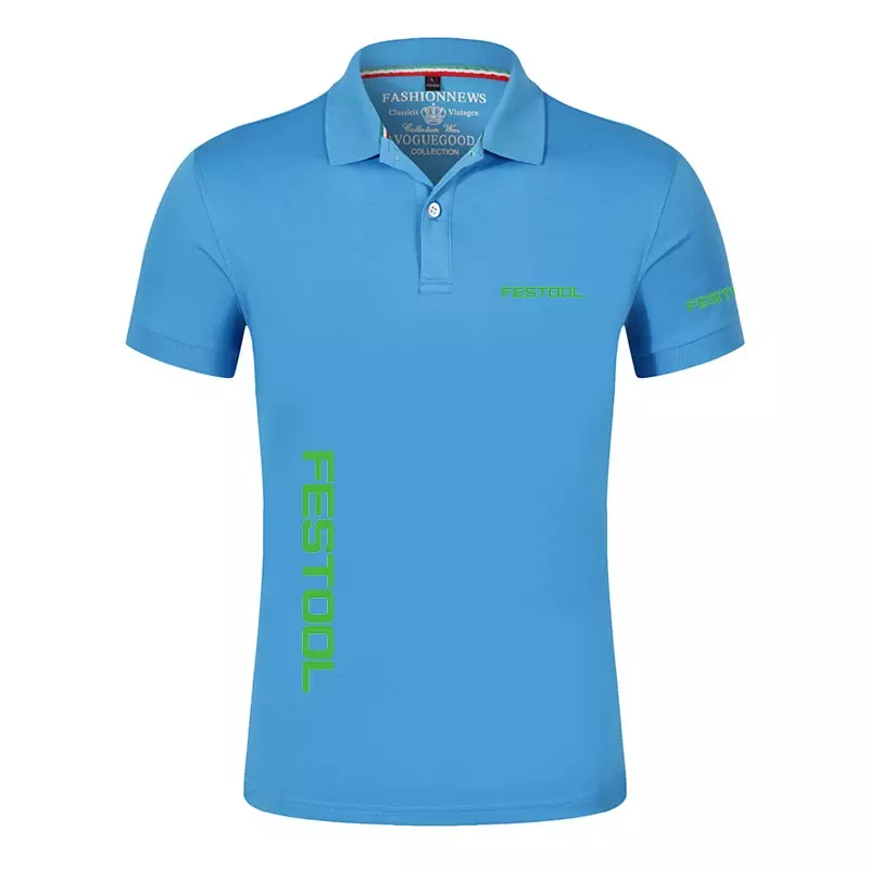 2024 festool tools Herren neue Sommer Polos Shirts gedruckt kurze Ärmel klassische Baumwolle lässig Sport einfarbig Tops T-Shirts