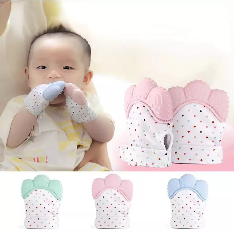 Nowe dziecięce rękawiczki ząbkowane rękawiczki do żucia noworodka opieka stomatologiczna trwałe gryzaki ząbkowanie niemowlę zabawka do żucia Baby Stuff