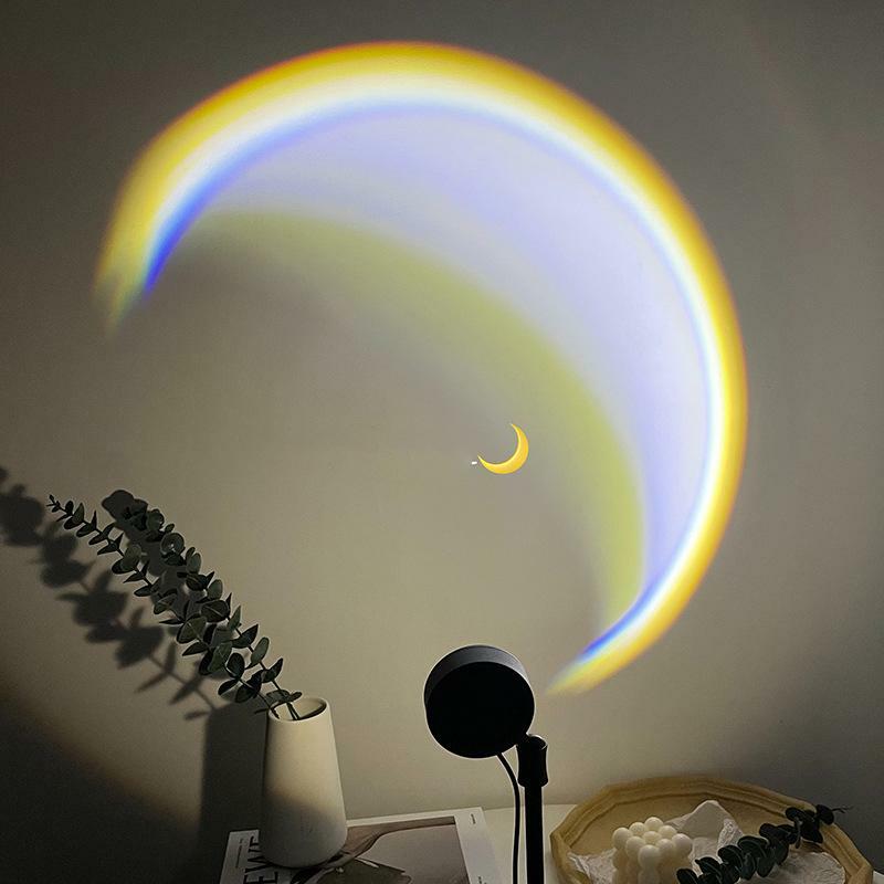 INS lampu proyektor fotografi bulan USB, lampu LED pelangi Neon malam matahari terbenam untuk dekorasi rumah kamar tidur