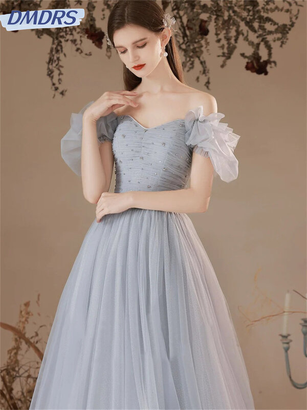 Klassisches schulter freies A-Line-Ballkleid 2024 anmutige Tüll-Abendkleider charmante bodenlange Kleider vestidos de novia