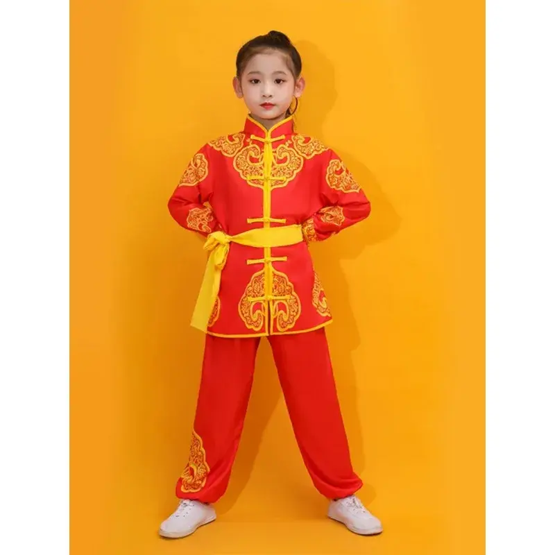 Traditional Chinese Kung Fu Costume Kid National Dragon Print Wushu Uniform Suit Kung Fu Suit Oriental Wing-chun Clothing