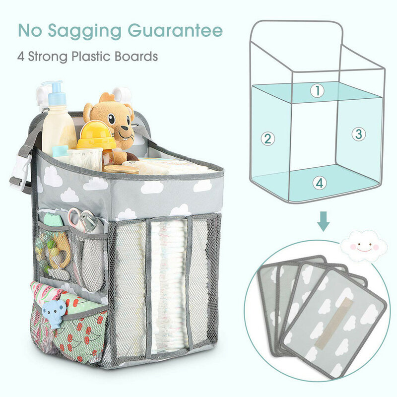Recém-nascido Bed Nappy Storage Organizer, Berço pendurado saco de armazenamento, Caddy Organizer for Baby Essentials, Bedding Set, Fralda