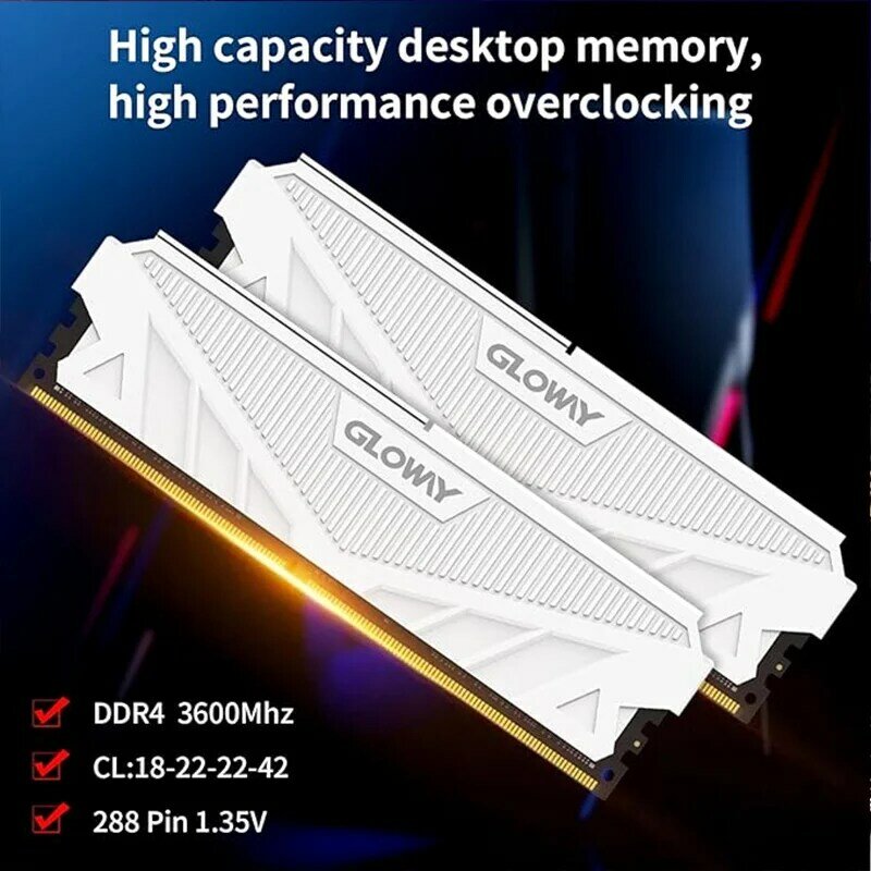 Gloway Memoria 컴퓨터용 데스크탑 방열판 메모리, RAM DDR4, 16GB, 3200mhz, 32GB, 8GBX2, 16GBX2