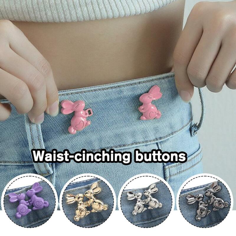Hand-holding Bunny Waist Tightening Buckle Cinch Jeans Fixing Simple Pant Belt Buttons Women's Pants Loose Alloy Nail-free K8B1