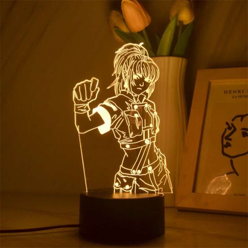 โคมไฟอะนิเมะ LED รูปนักมวยสำหรับตกแต่งห้องนอนไฟกลางคืนโคมไฟตั้งโต๊ะ3D 3/7/16เปลี่ยนสีได้ของขวัญสำหรับเด็ก