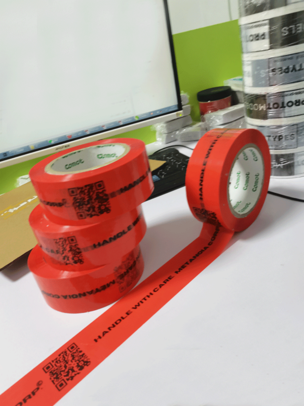 Cinta Roja personalizada con logotipo impreso, cintas adhesivas para paquetes