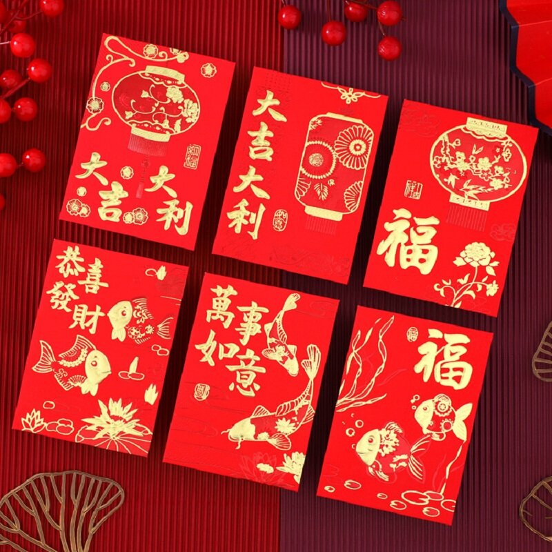 6 stücke rotes Paket 2024 Drachen Neujahr Cartoon rote Umschläge personal isierte kreative Frühlings fest Neujahr Paket Großhandel