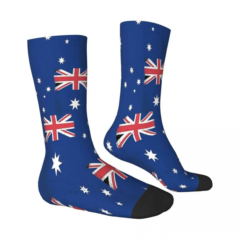 Calcetines con patrón de Bandera Nacional Australiana para hombre y mujer, medias de Otoño de poliéster