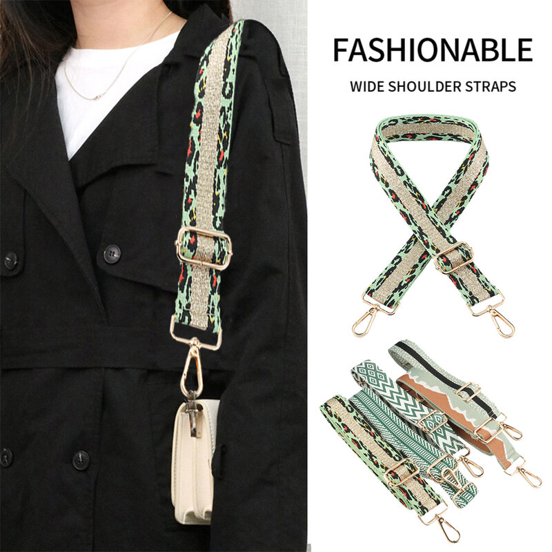 Bandage de sac à main en tissu coloré réglable, poignées de la série verte, bandoulière amovible, ceinture en nylon, accessoire à la mode