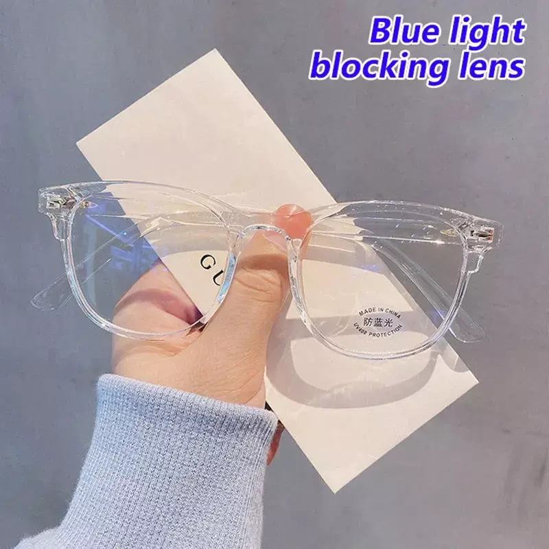 女性用ブルーライトスクエアアイウェア,透明コンピューター眼鏡,光学ブロック,レトロ眼鏡,韓国メガネ2024