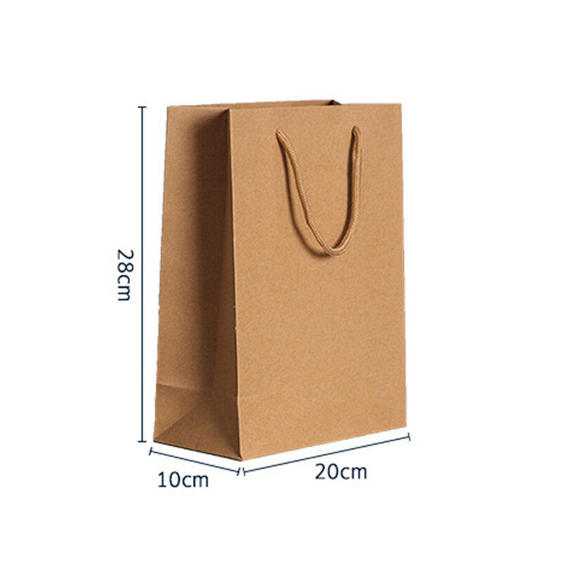 Brown Kraft Tote Bag Carrier Bags sacchetti di carta regalo con manico piatto creativo Shopping per feste matrimonio liscio nuovo di zecca