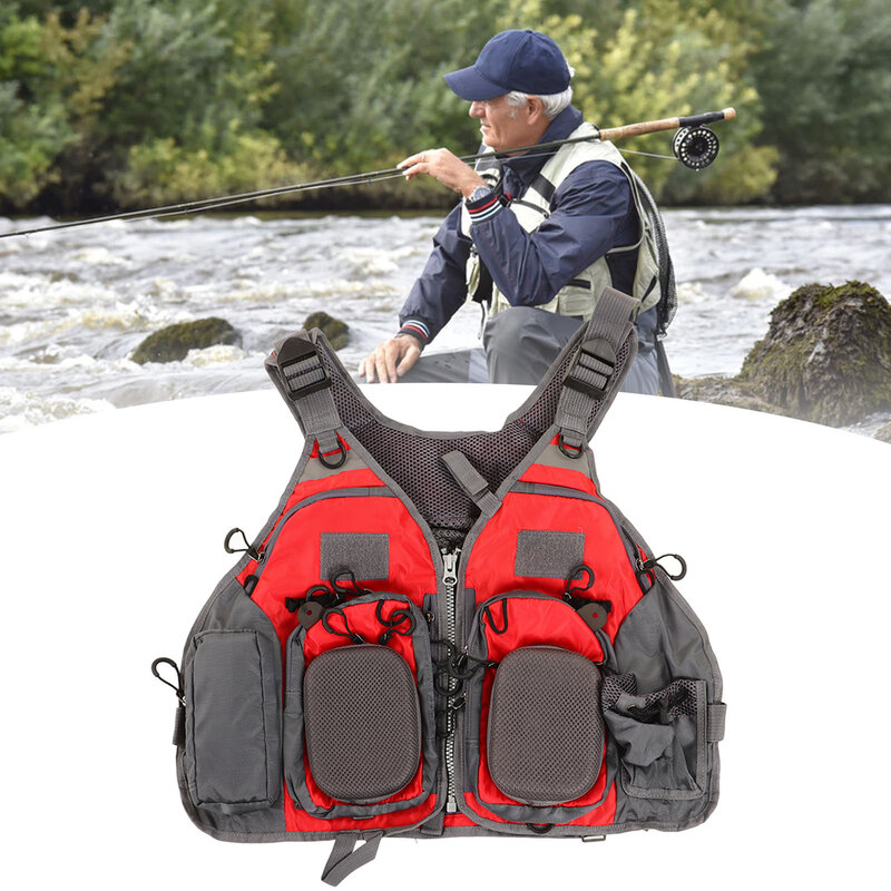 Leve respirável Fly pesca colete, bolsos múltiplos, tamanho ajustável, atividade ao ar livre, Sea River