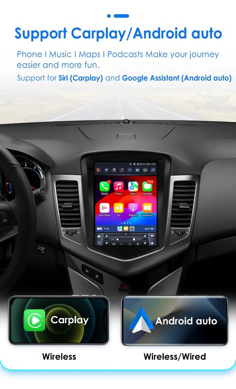 Hizpo 9.7 "Tesla-Stil Android 13 Carplay Autoradio für Chevrolet Cruze J300 2008-2012 Multimedia-Player GPS Stereo-Head-Unit