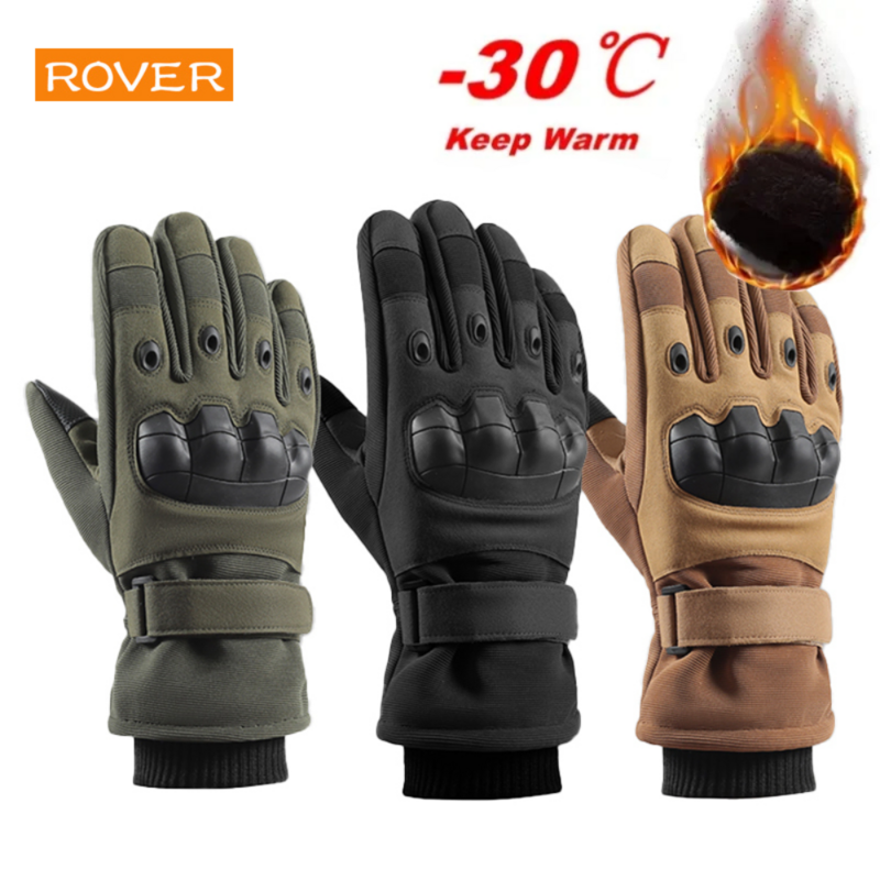 Guantes tácticos térmicos de invierno para hombre, guantes protectores de dedo completo para caza, combate militar, pantalla táctil, esquí al aire libre