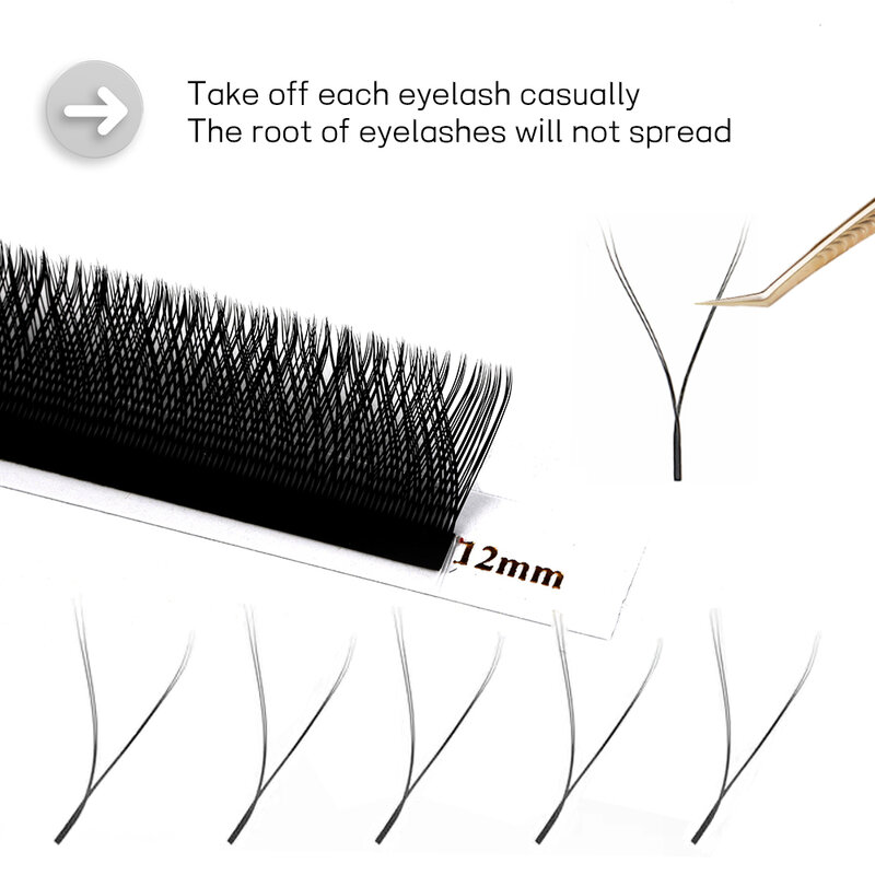 ขนตา7D 3D 6D ขนตาบานออกอัตโนมัติรูปทรงตัว W สำหรับต่อขนตาแต่ละขนตาแบบนุ่มอย่างเป็นธรรมชาติ