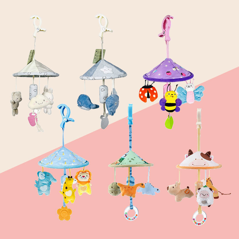 Подвесной зонт для детской коляски 0-12 месяцев, детский мобильный телефон с мультяшными животными, плюшевая игрушка для мальчиков и девочек, подарок