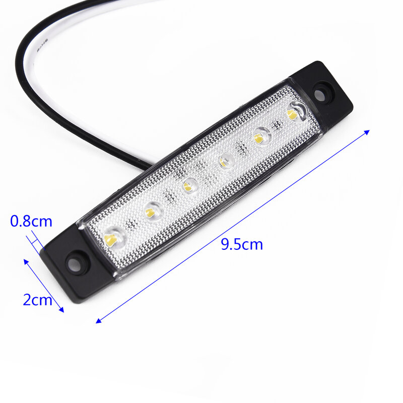 Car External Lights Side Marker Lamps White 12V 6 LED For Trailer Truck Boat BUS RV Side Marker Indicator Lights Taillights Kit