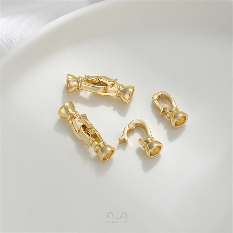 Cierre de perlas de doble cabeza de oro de 14K, pulsera artesanal, collar, hebilla de cierre de conexión, accesorios de joyería