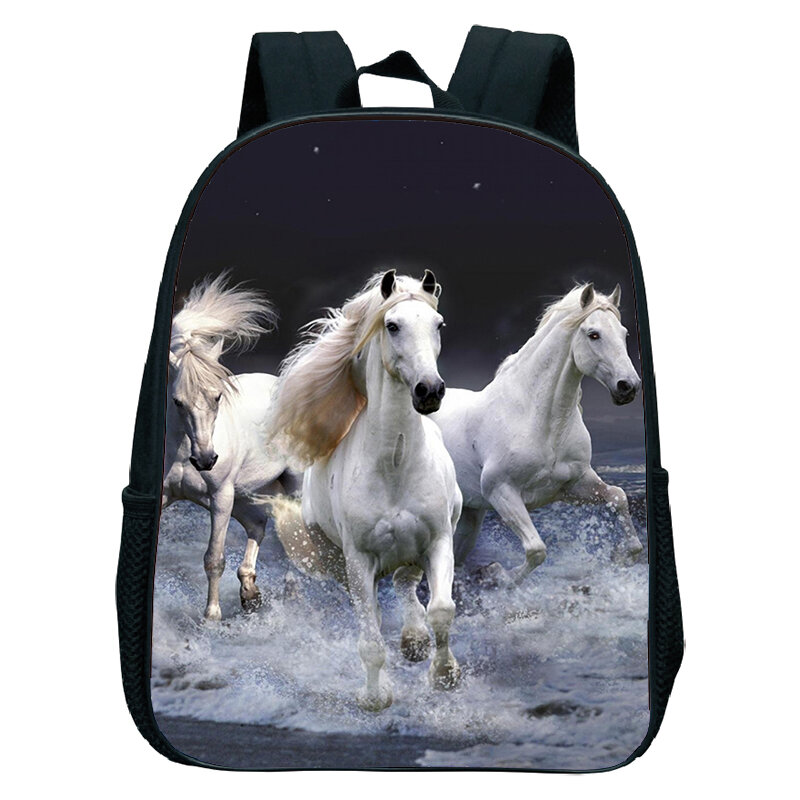 Zaini impermeabili con stampa di cavalli da corsa per ragazzi e ragazze in età prescolare borsa per l'asilo zaino per bambini Bookbag di alta qualità