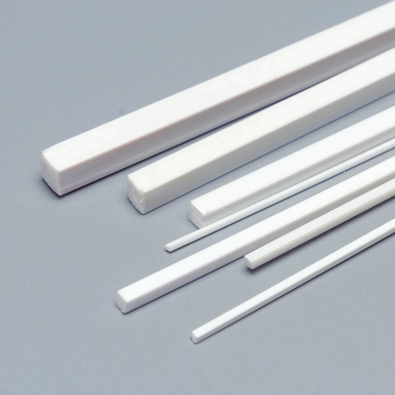 ABS 플라스틱 솔리드 튜브 파이프 DIY 소재, 모델 부품 액세서리, 길이 250mm, 흰색 사각형, 10 개, 1*1mm-10*10mm