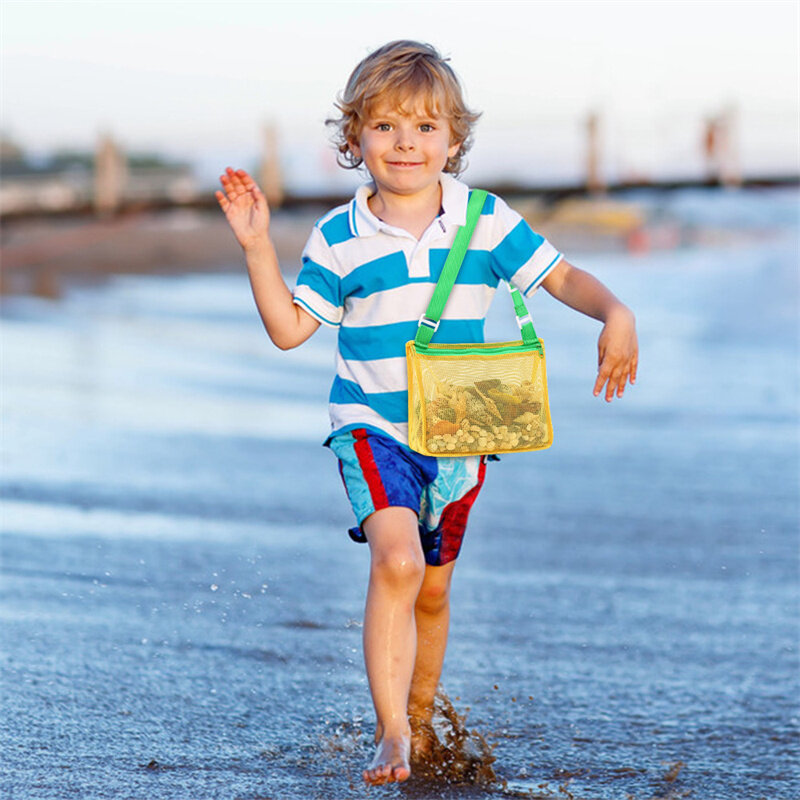 Borsa a rete giocattolo da spiaggia borsa a conchiglia per bambini borsa a conchiglia giocattolo da spiaggia borsa da piscina in rete giocattoli di sabbia accessori per il nuoto per ragazzi e ragazze