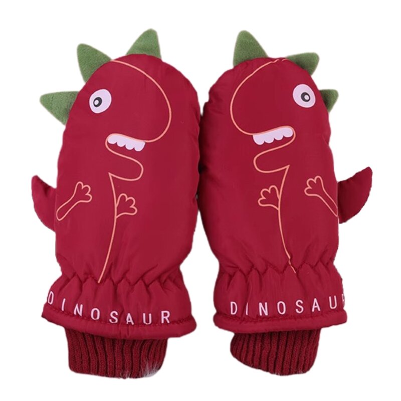 Kids Gloves Waterproof Windproof Outdoor Thermal Gloves Dinosaur Winter Snow Mittens for Boys Girls Children Gloves
