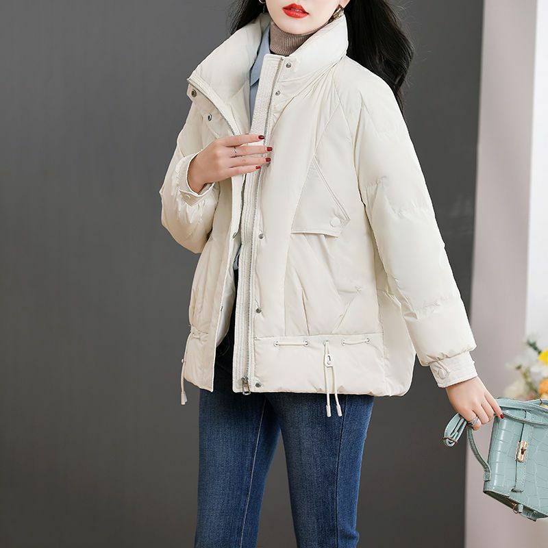 Новинка 2023, женское пуховое пальто из хлопка, зимняя куртка, женская модная свободная тонкая парка Hin, утепленная теплая верхняя одежда, пальто до колена