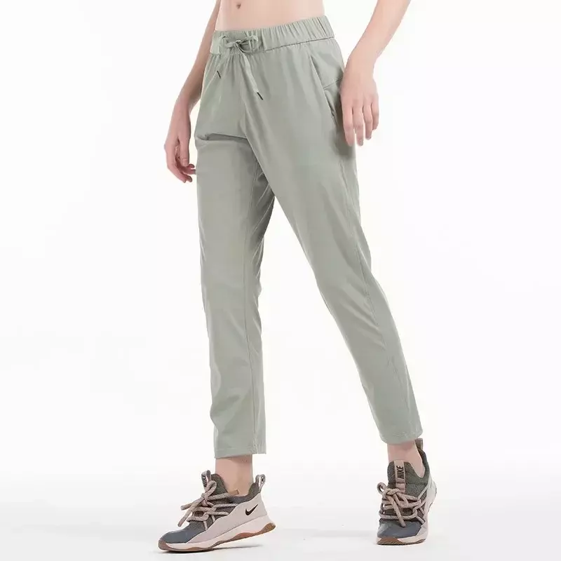 Lulu celana Yoga wanita 4 cara, celana ketat olahraga Lari, celana Yoga wanita dengan kantong samping