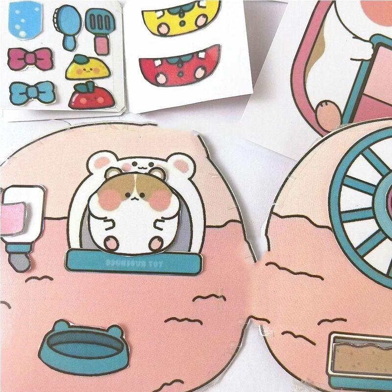 Hamster Keeper Sticker Book Material Package Lactic Acid Bacteria Cat Quiet Book Girl  Homemade Craft Toys