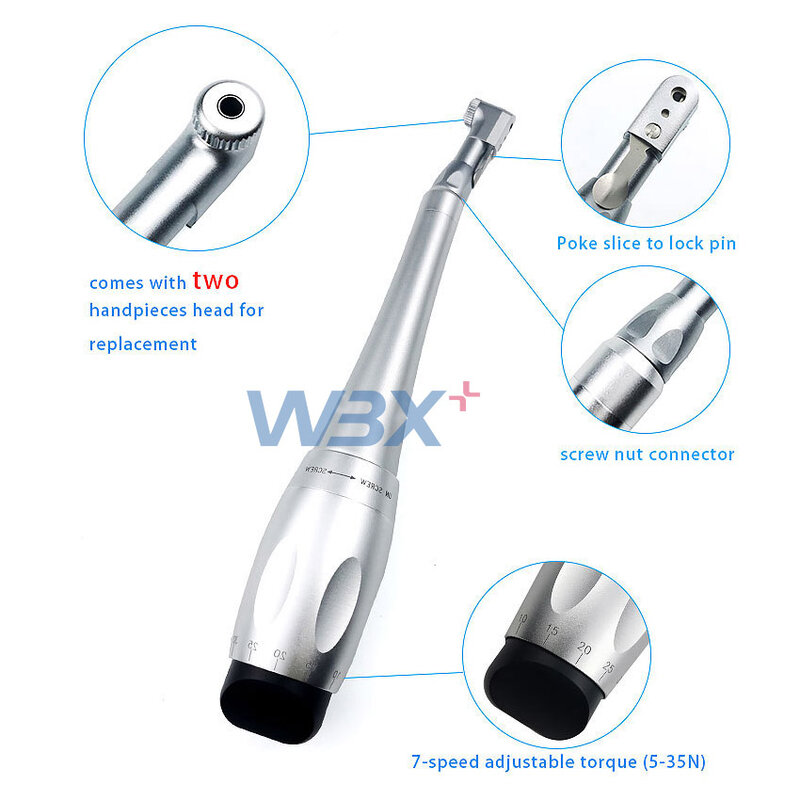Adjustable Universal Implant Torque Wrench 5N-35N Drivers 2.35mm Latch Type Bits Contra Angle dental Implant kit