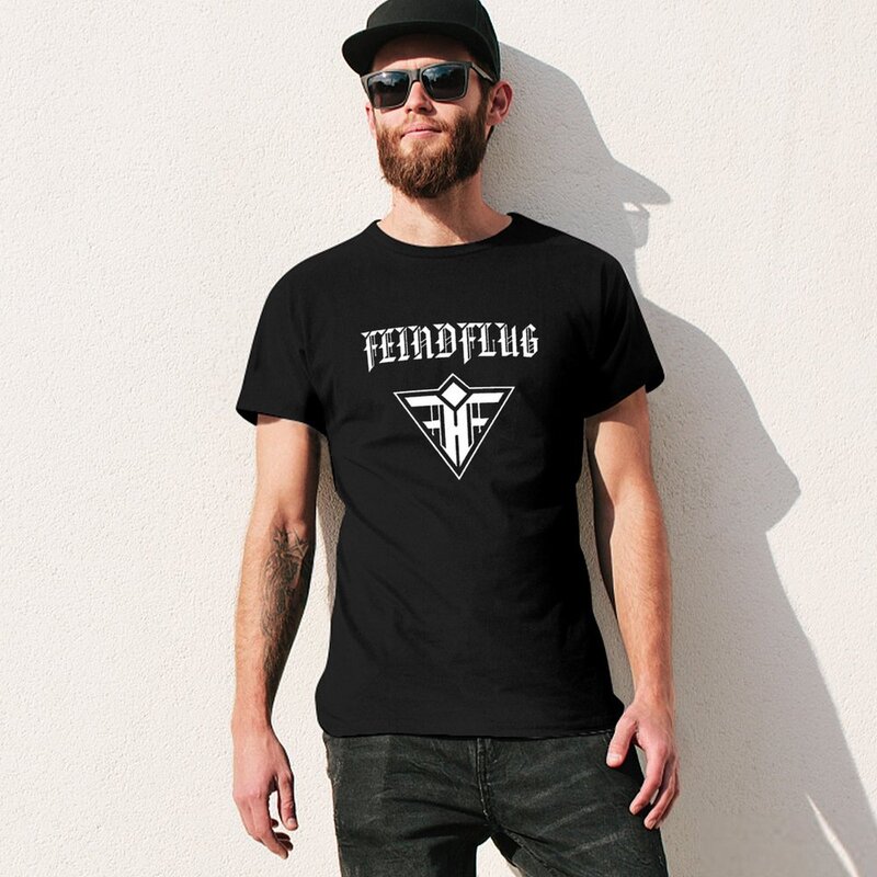 Feindflug 남성용 헤비웨이트 티셔츠, 한국 패션, 오버사이즈 상의, 미적 의류
