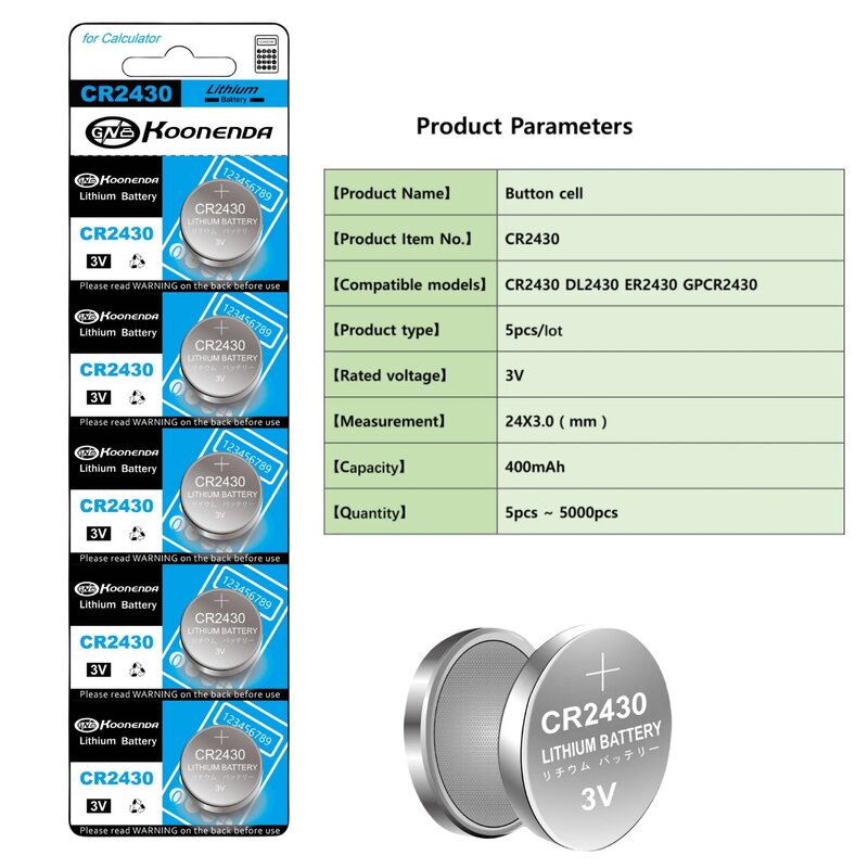 CR2430 Lithium Button Coin Battery, Baterias de Botão para Chave, Fob, Relógio, Alarme, Relógio, Controle Remoto, Novo, 3V, DL2430, BR2430, 2-50Pcs