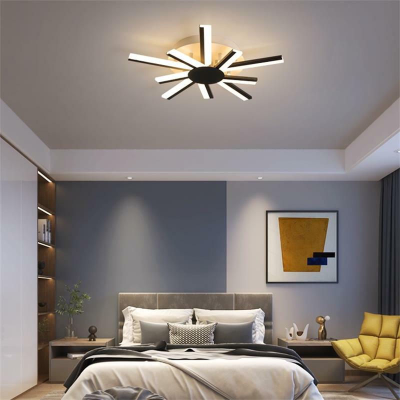 Lámpara de araña acrílica para dormitorio, iluminación interior para sala de estar, color dorado, negro y blanco, forma de flor, envío directo, decoración de AC85-260V