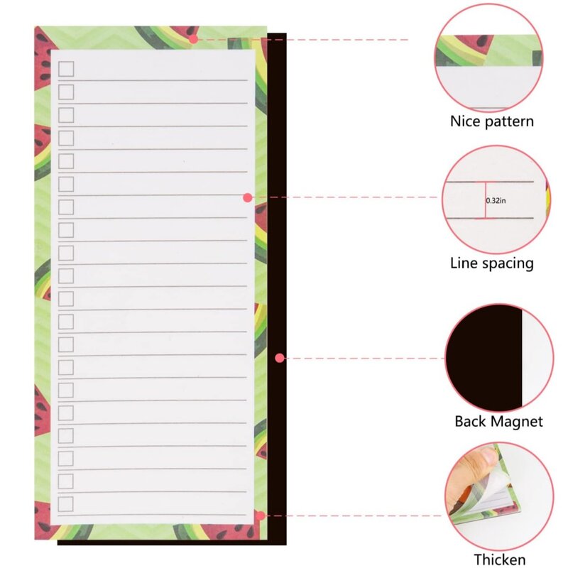 50 Sheets Magnetic Note Pad Removable Sticky Memo Pad For Fridge Fruits Printed Pattern Plan Book To Do List Stationery