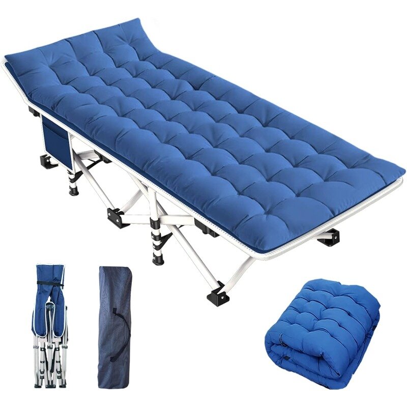 GETOVIN-cuna de Camping XL con almohadilla gruesa, cunas de gran tamaño para dormir, cama plegable, 450 libras (carga máxima), cómoda y doble