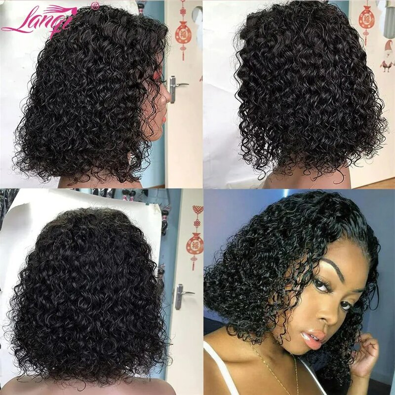 Water Wave Wig Bob Hair Wig Human Hair Lace Frontal Wig For Women Remy Transparent Lace Front Wig Brazilian Colored Bob Wigs