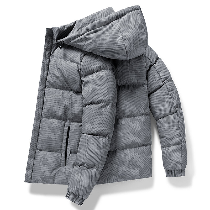 Men's Zipper Cardigan Jacket Autumn Winter New Youth Casual Detachable Cap Long Sleeve Thick Warm Korean Camouflage Parkas Coat
