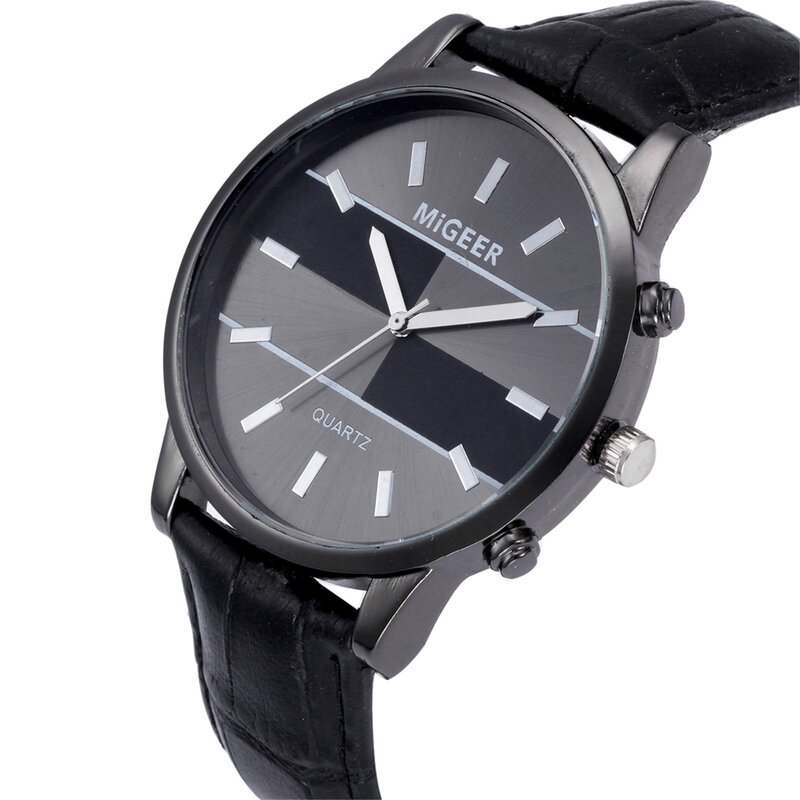 Elegante relógio de quartzo minimalista com pulseira para homens, relógio de pulso analógico, pulseira de couro, estojo em liga alta qualidade, prenda da moda