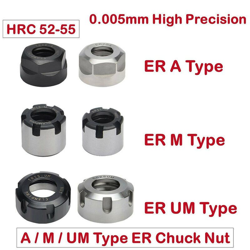 ER Nut Clamping Nut ER40 HRC 52-55 High-precision Chuck Milling Cutter Chuck Shank Nut CNC Nut ER11 High Quality