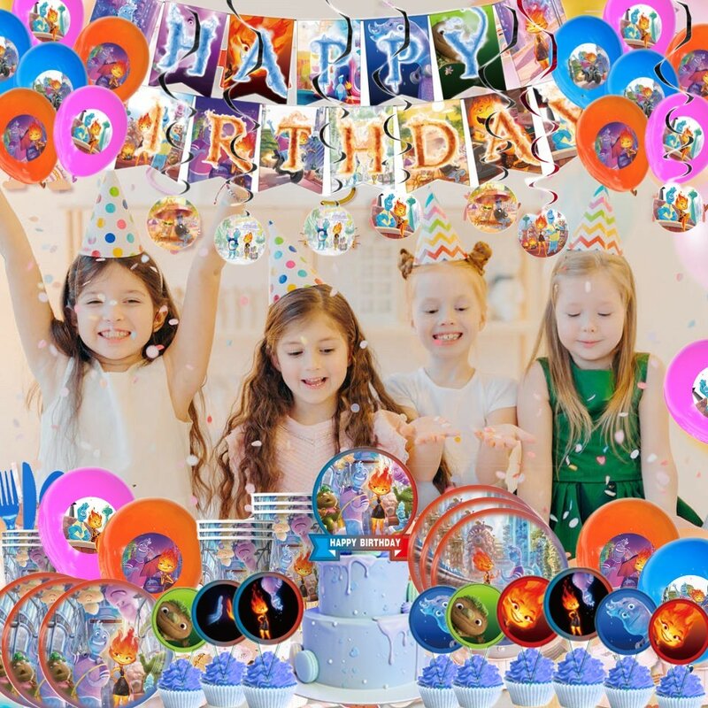 Disney elementale decorazioni per feste di compleanno Set di stoviglie per bambini favore palloncino Banner tovaglia Baby Shower forniture per feste per bambini